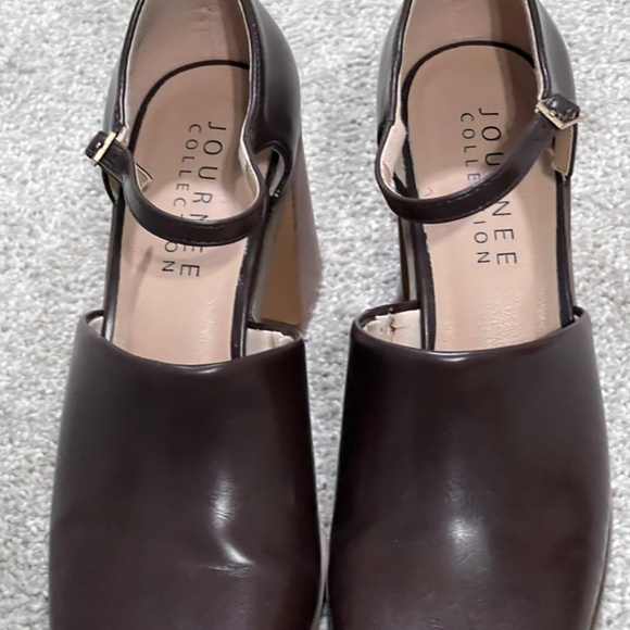 🌾Journee Collection: Bobby, Brn/Bone Color Block Heel w/ Ankle Strap🤎8W - Picture 3 of 6